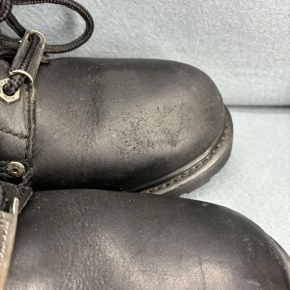 Harley Davidson Men’s Black Leather Motorcycle Biker Boots Size 9 Buckle Lace